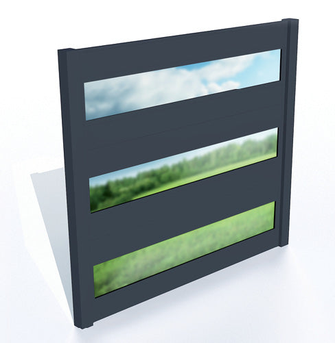 HEKATE - aluminium schutting met 3 panelen spiegelglas 