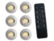 LED set met kiepbare LED-spots,  incl. 6 lampen per set,  afstandsbediening (dimbaar), trafo & kabel